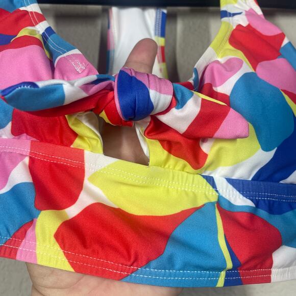 ModCloth Small Annika Crop Bikini Top Swimwear Pink Racerback Tie Front - Picture 5 of 10